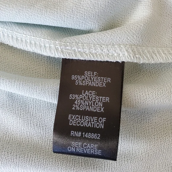 Torrid plus lace shoulders mock neck jersey knit top, 5X, mint blue/ aqua - Picture 12 of 13